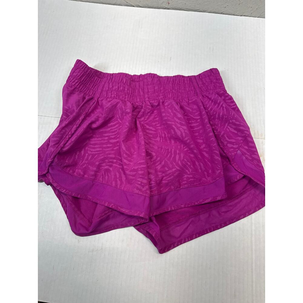 Women's Athleta Print Mesh Racer Run Mid Rise 4‎ Short 4" Pink Active 446581 XXS